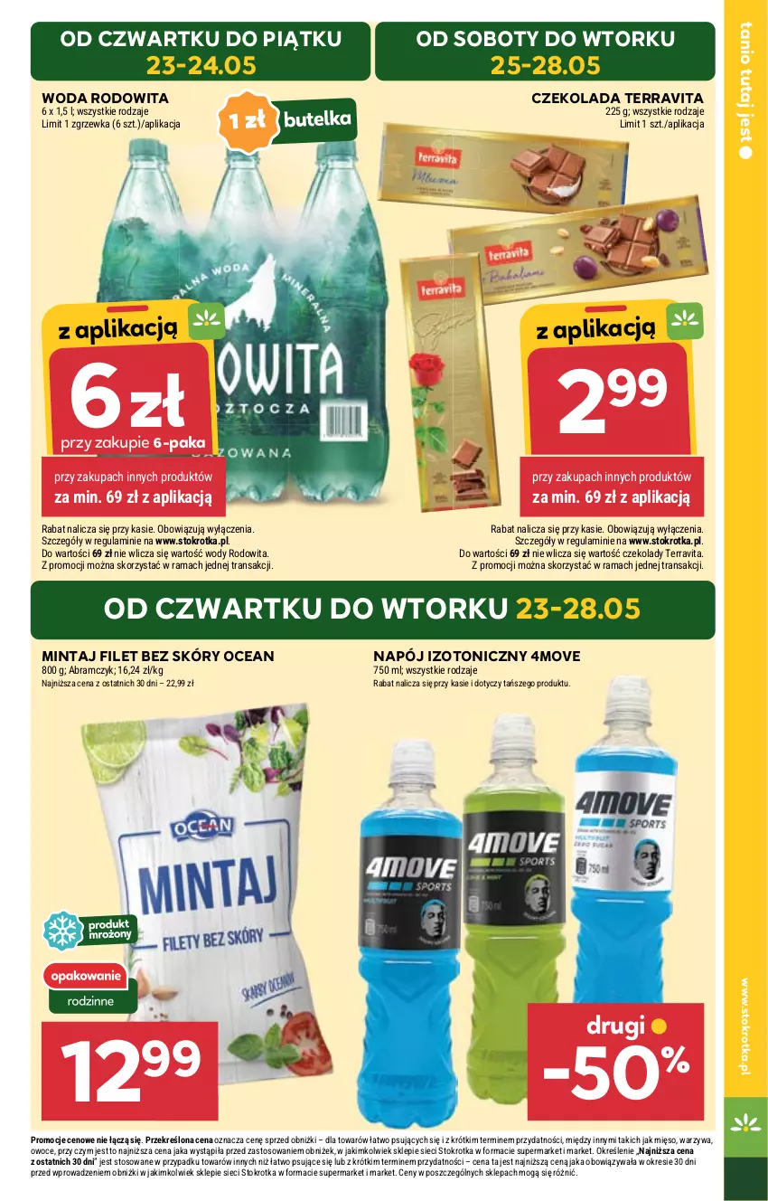 Gazetka promocyjna Stokrotka - Market - ważna 23.05 do 28.05.2024 - strona 3 - produkty: Czekolada, Mięso, Mintaj, Napój, Napój izotoniczny, Owoce, Rama, Tran, Warzywa, Woda