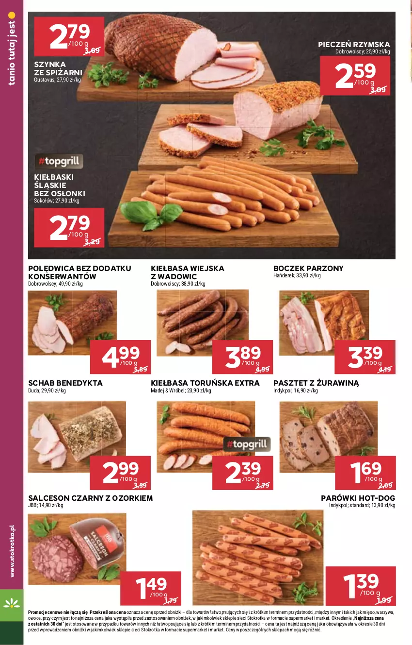 Gazetka promocyjna Stokrotka - Market - ważna 23.05 do 28.05.2024 - strona 6 - produkty: Boczek, Duda, Kiełbasa, Kiełbasa wiejska, Kiełbaski śląskie, Mięso, Owoce, Parówki, Pasztet, Piec, Pieczeń rzymska, Polędwica, Salceson, Schab Benedykta, Ser, Sok, Sokołów, Szynka, Warzywa