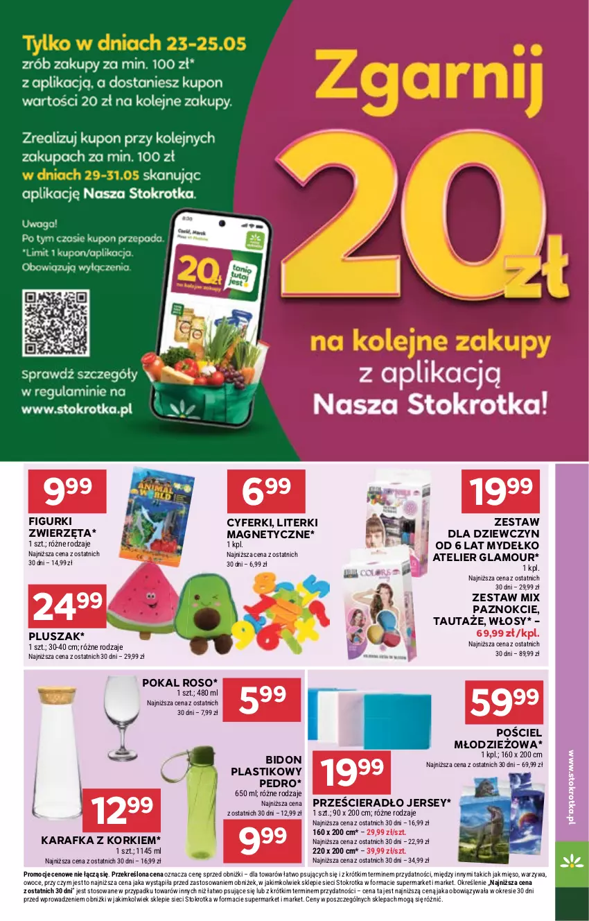 Gazetka promocyjna Stokrotka - Market - ważna 23.05 do 28.05.2024 - strona 7 - produkty: Karafka, Mięso, Owoce, Pluszak, Pościel, Prześcieradło, Warzywa, Zwierzęta