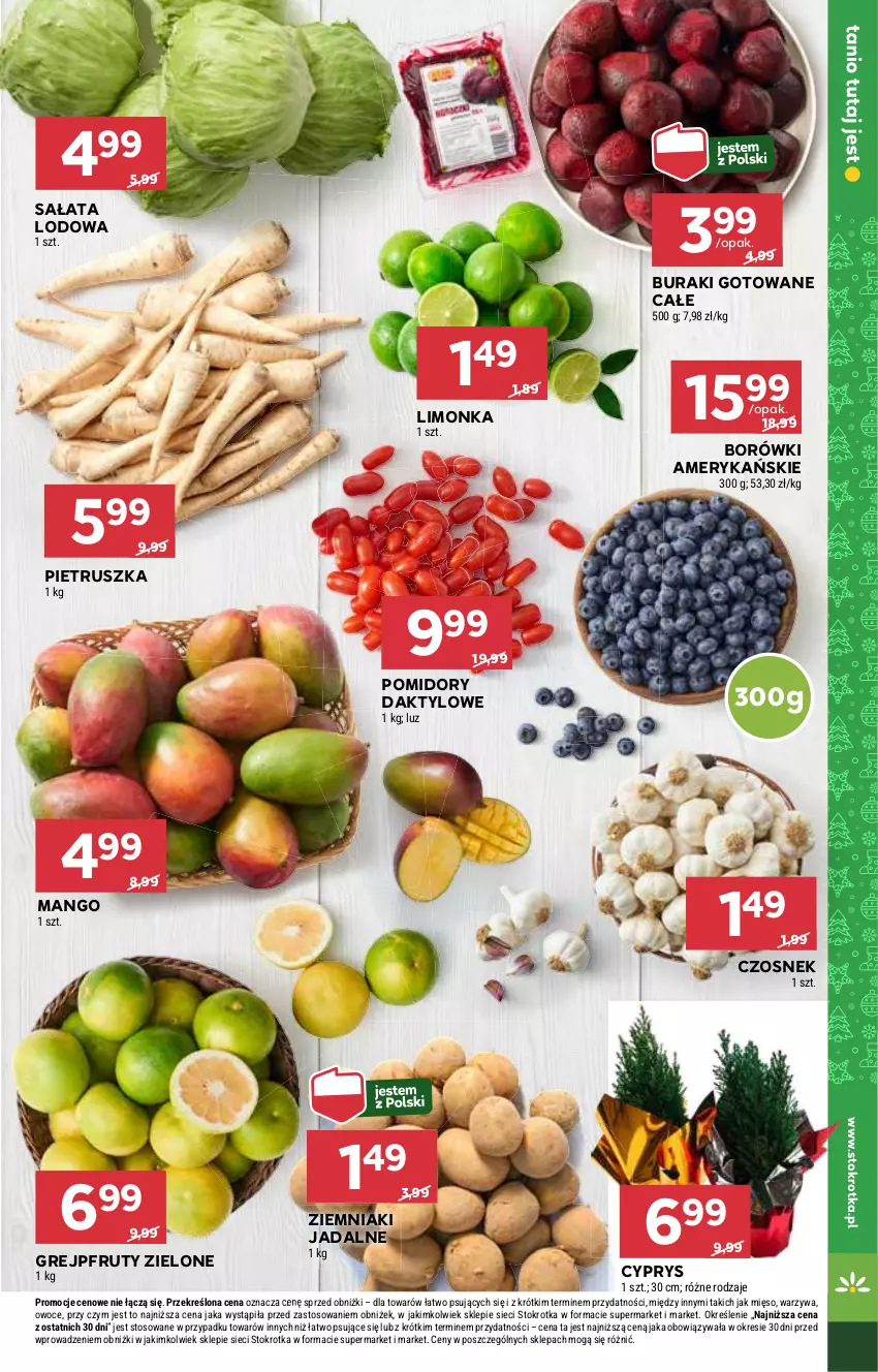 Gazetka promocyjna Stokrotka - Market - ważna 21.11 do 27.11.2024 - strona 5 - produkty: Buraki, Czosnek, Grejpfrut, Limonka, Mango, Mięso, Owoce, Pietruszka, Pomidory, Sałat, Sałata lodowa, Warzywa, Ziemniaki