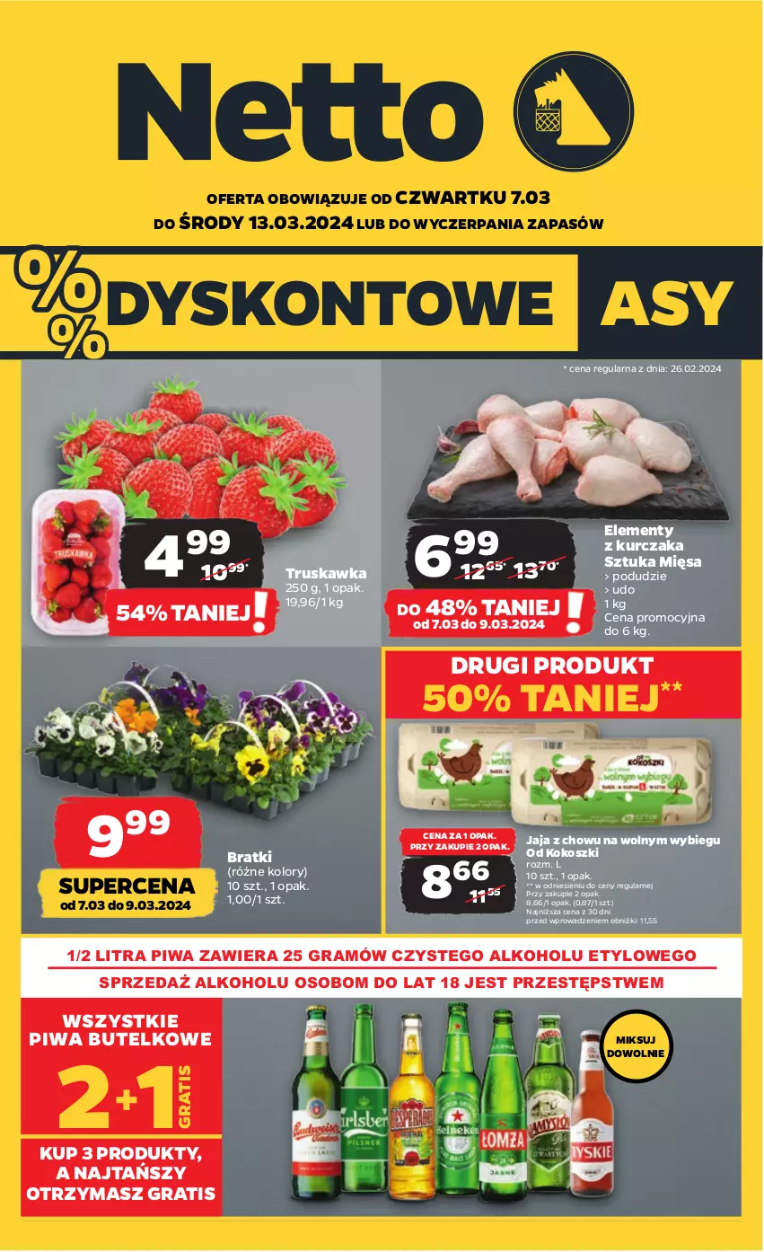 Gazetka promocyjna Netto - Artykuły spożywcze - ważna 07.03 do 13.03.2024 - strona 1 - produkty: Gra, Jaja, Kokos, Kosz, Kurczak, Piwa