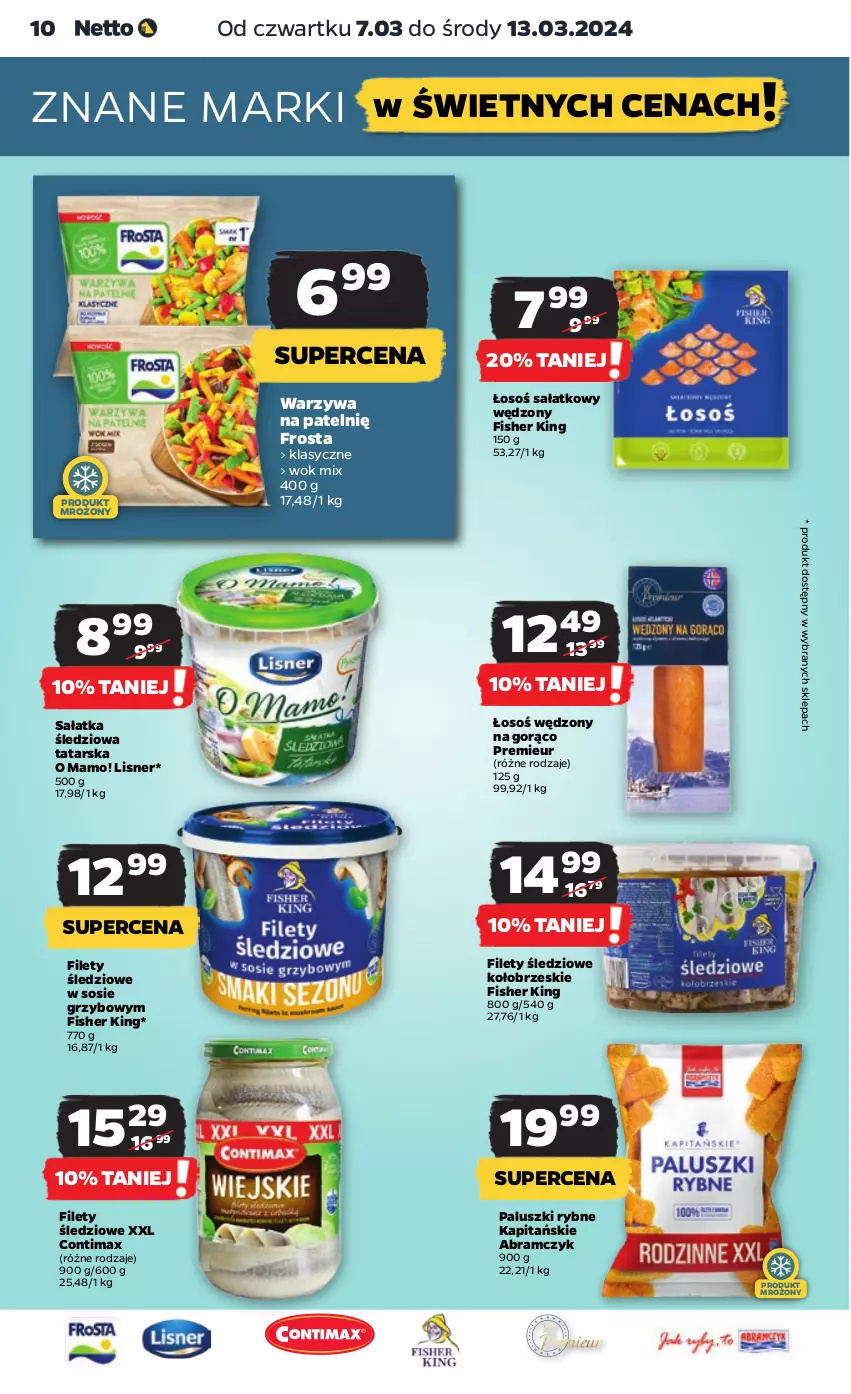 Gazetka promocyjna Netto - Artykuły spożywcze - ważna 07.03 do 13.03.2024 - strona 10 - produkty: Frosta, Lisner, Paluszki rybne, Sałat, Sałatka, Sos, Warzywa