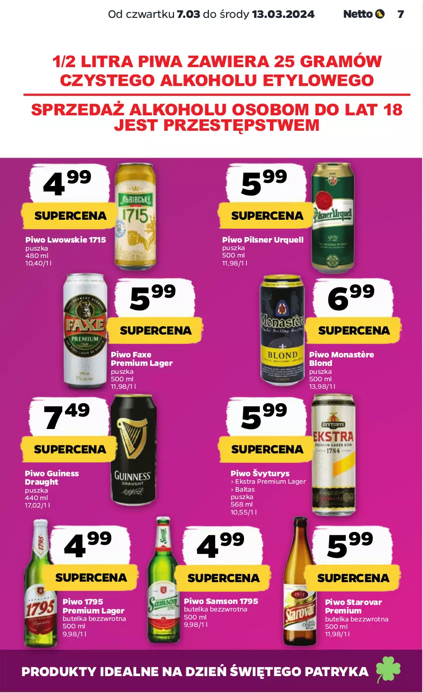 Gazetka promocyjna Netto - Artykuły spożywcze - ważna 07.03 do 13.03.2024 - strona 7 - produkty: Fa, Gra, Pilsner Urquell, Piwa, Piwo, Starovar