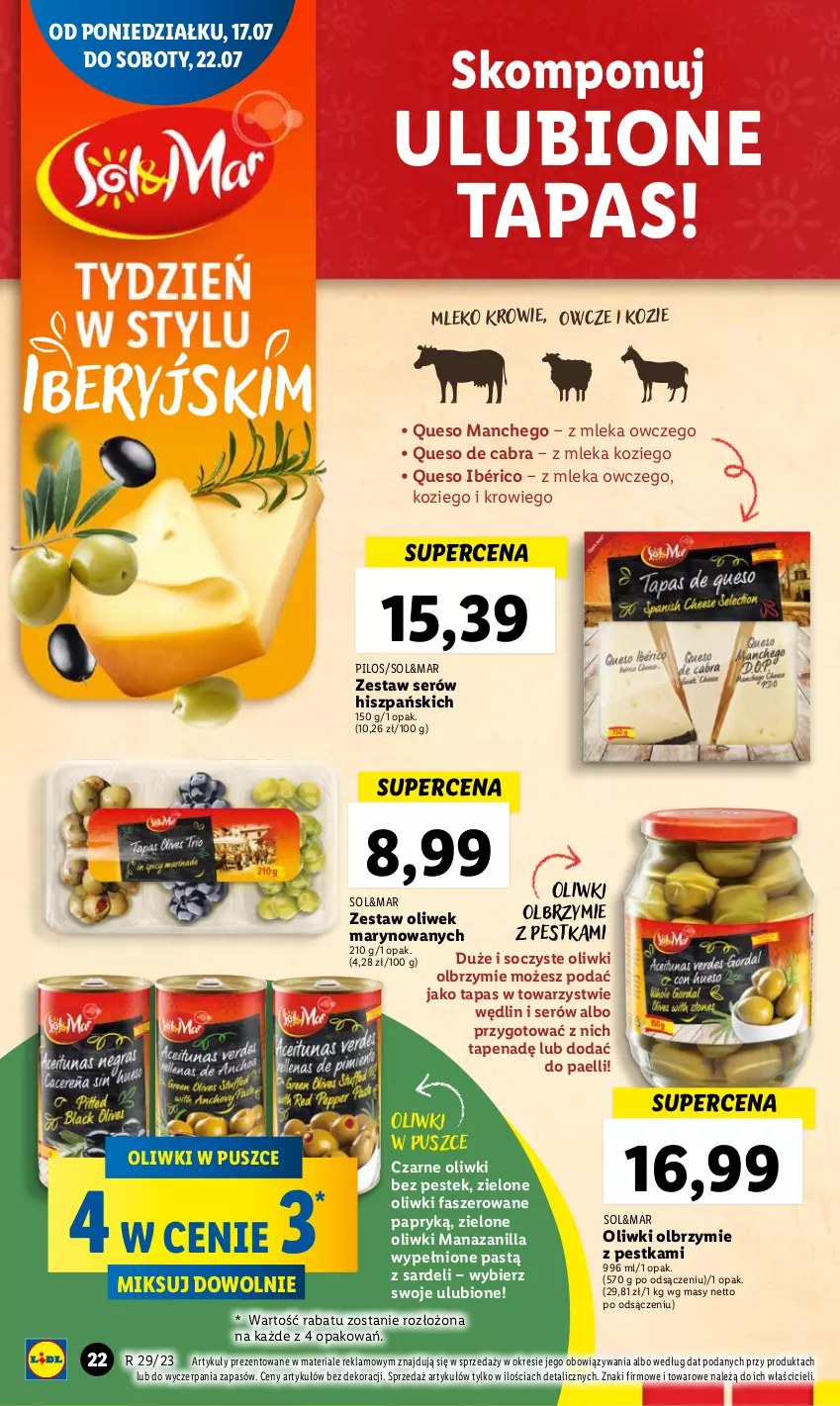 Gazetka promocyjna Lidl - GAZETKA - ważna 17.07 do 22.07.2023 - strona 56 - produkty: Fa, Mleko, Oliwki, Pilos, Ser, Stek