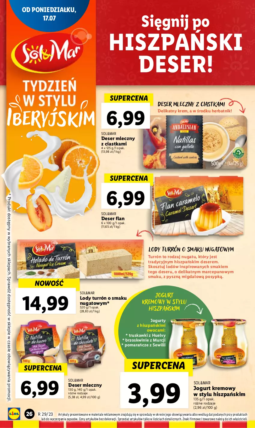 Gazetka promocyjna Lidl - GAZETKA - ważna 17.07 do 22.07.2023 - strona 60 - produkty: Brzoskwinie, Ciastka, Deser, Deser mleczny, Jogurt, Kosz, Lody, Pomarańcze, Ser, Truskawki