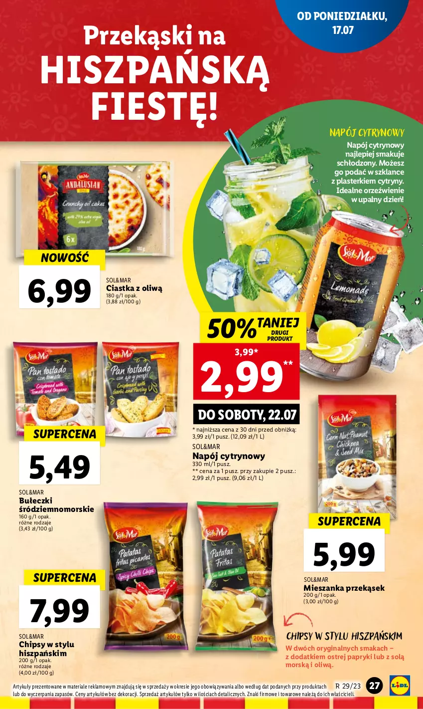 Gazetka promocyjna Lidl - GAZETKA - ważna 17.07 do 22.07.2023 - strona 61 - produkty: Bułeczki, Chipsy, Ciastka, Cytryny, Gin, Napój, Plasterki