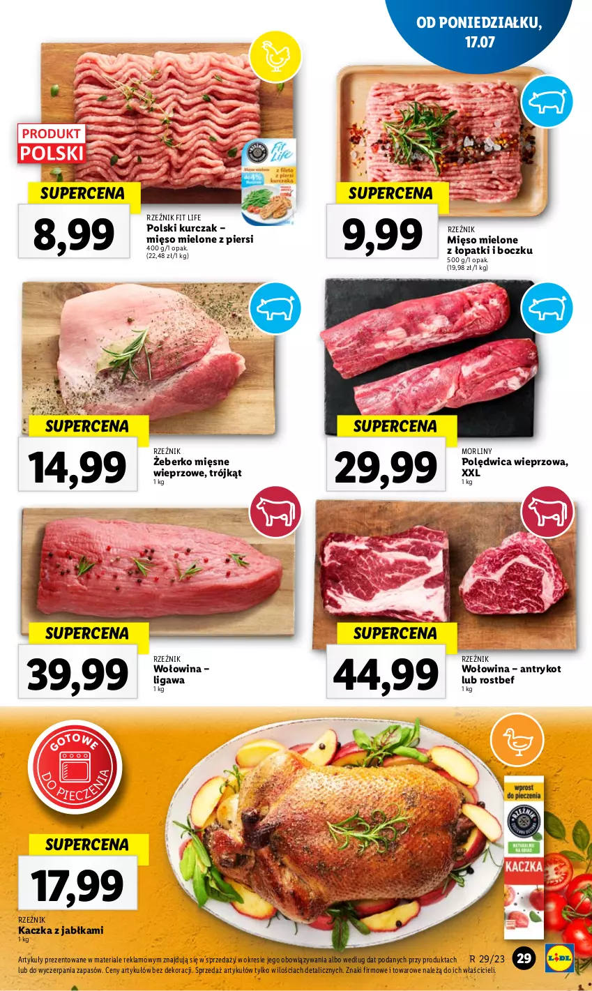 Gazetka promocyjna Lidl - GAZETKA - ważna 17.07 do 22.07.2023 - strona 63 - produkty: Jabłka, Kaczka, Kurczak, Mięso, Mięso mielone, Morliny, Piec, Polędwica, Rostbef, Wołowina