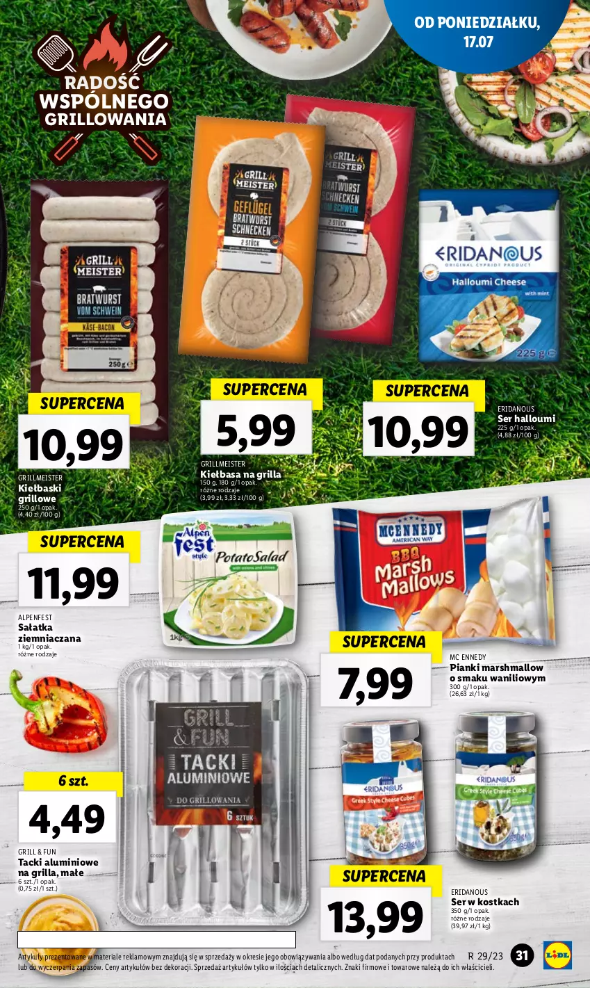 Gazetka promocyjna Lidl - GAZETKA - ważna 17.07 do 22.07.2023 - strona 65 - produkty: Grill, Kiełbasa, Mars, Sałat, Sałatka, Ser