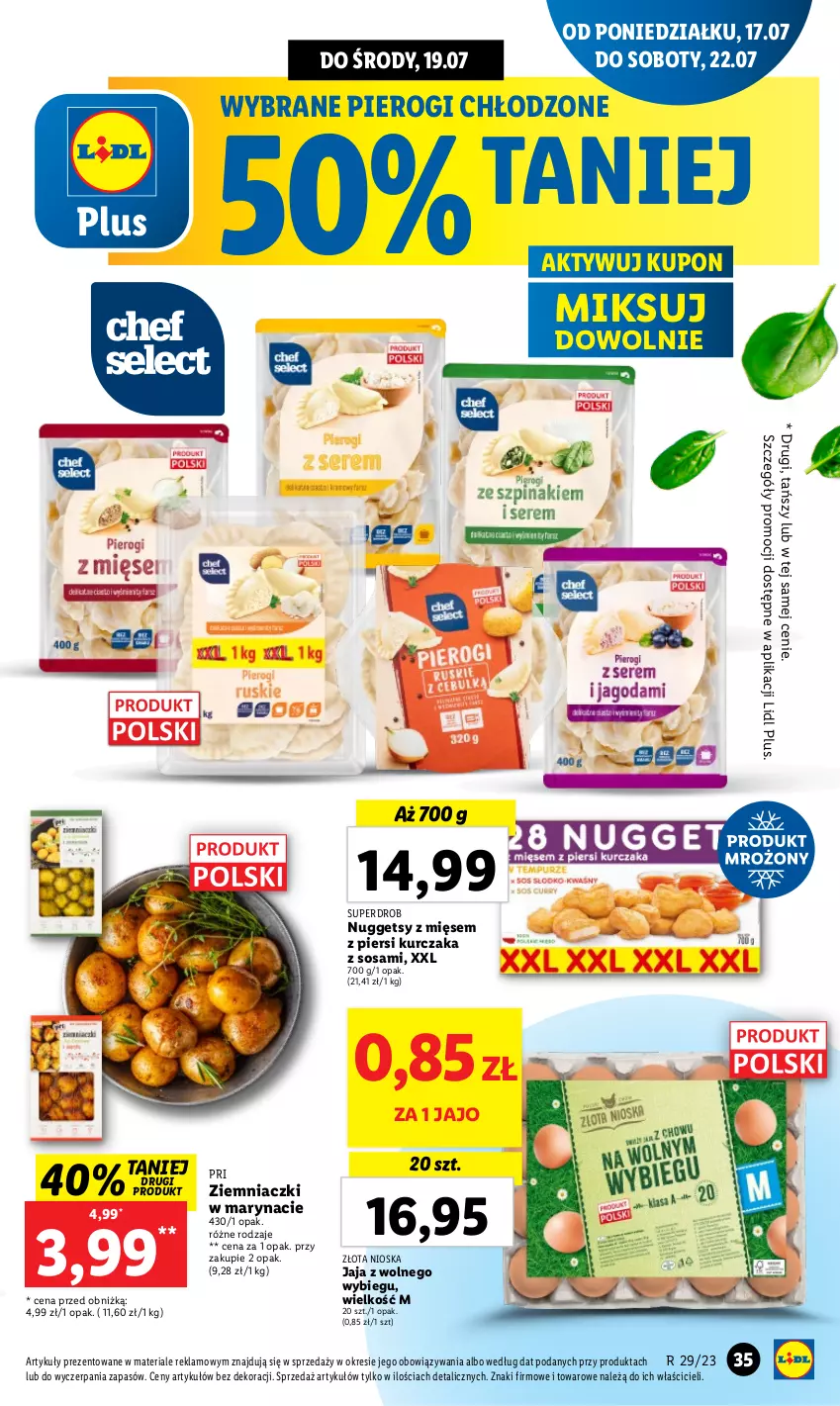 Gazetka promocyjna Lidl - GAZETKA - ważna 17.07 do 22.07.2023 - strona 69 - produkty: Jaja, Jaja z wolnego wybiegu, Kurczak, Pierogi, Sos