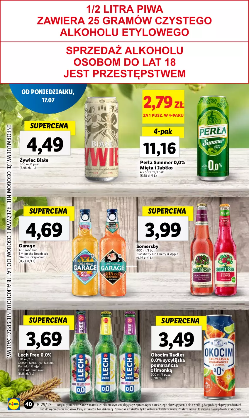 Gazetka promocyjna Lidl - GAZETKA - ważna 17.07 do 22.07.2023 - strona 76 - produkty: Gin, Gra, Granat, Grejpfrut, Koc, Lack, Melon, Mięta, Okocim, Perła, Pomelo, Radler, Somersby