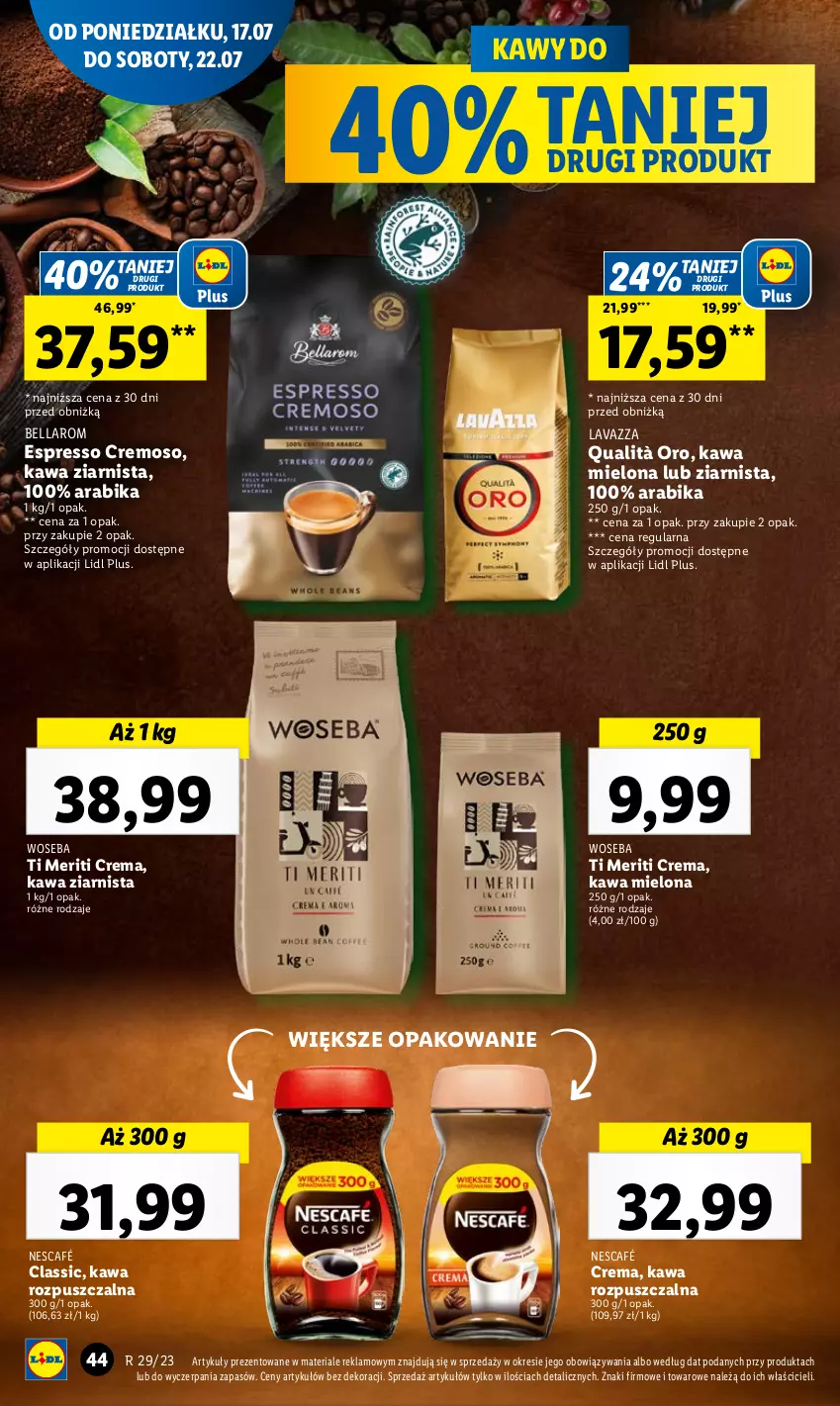 Gazetka promocyjna Lidl - GAZETKA - ważna 17.07 do 22.07.2023 - strona 80 - produkty: Bell, Bella, Kawa, Kawa mielona, Kawa rozpuszczalna, Kawa ziarnista, Lavazza, Nescafé, Woseba