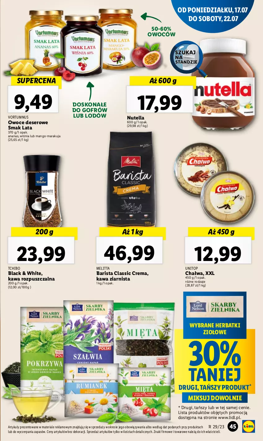 Gazetka promocyjna Lidl - GAZETKA - ważna 17.07 do 22.07.2023 - strona 81 - produkty: Ananas, Chałwa, Deser, Kawa, Kawa rozpuszczalna, Kawa ziarnista, Lack, Mango, Nutella, Owoce, Ser, Tchibo, Top