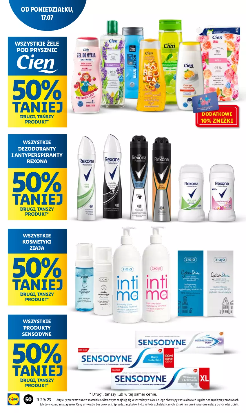 Gazetka promocyjna Lidl - GAZETKA - ważna 17.07 do 22.07.2023 - strona 86 - produkty: Antyperspirant, Dezodorant, Rexona, Sensodyne, Ziaja