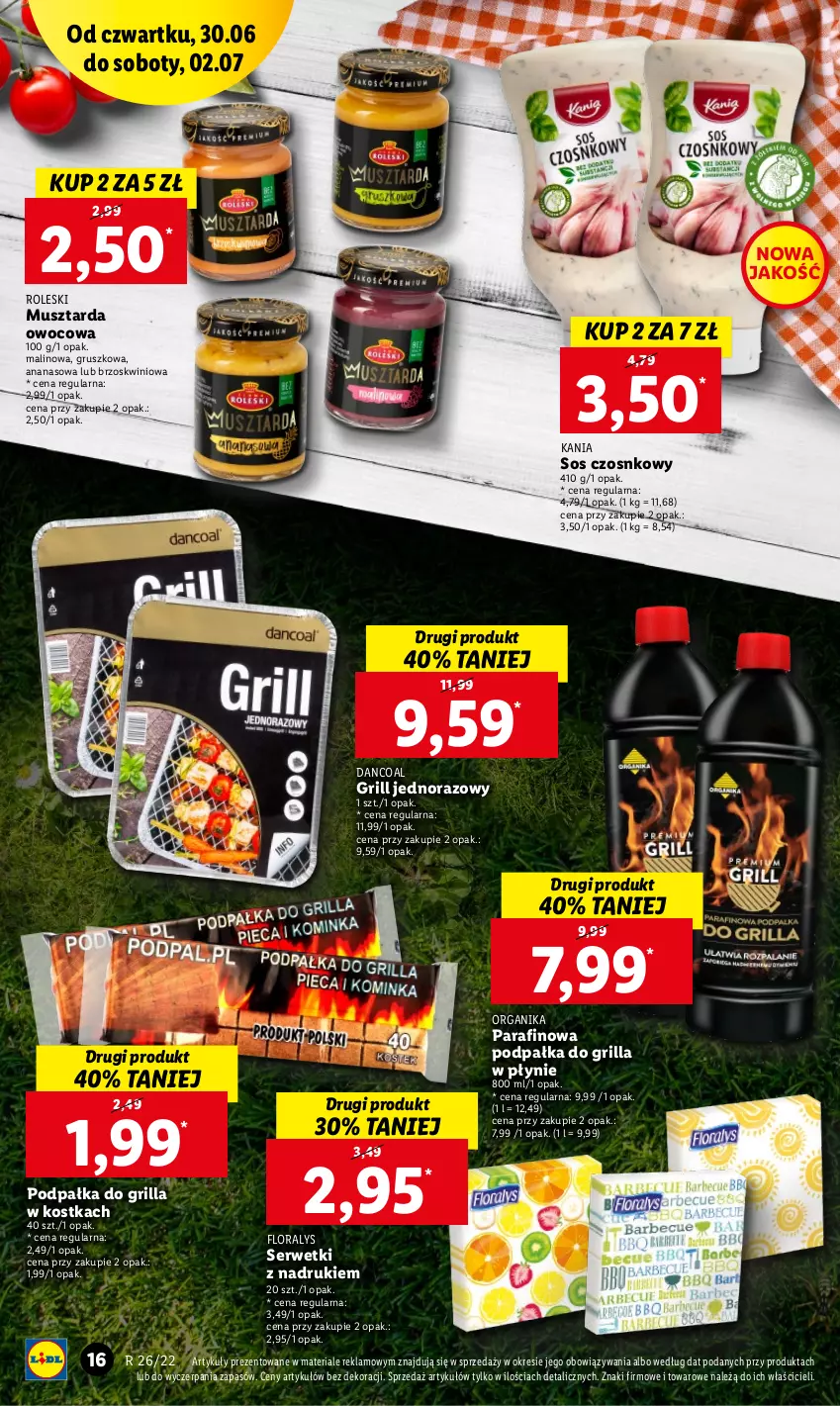 Gazetka promocyjna Lidl - GAZETKA - ważna 30.06 do 02.07.2022 - strona 16 - produkty: Ananas, Flora, Grill, Mus, Musztarda, Ser, Serwetki, Sos, Sos czosnkowy