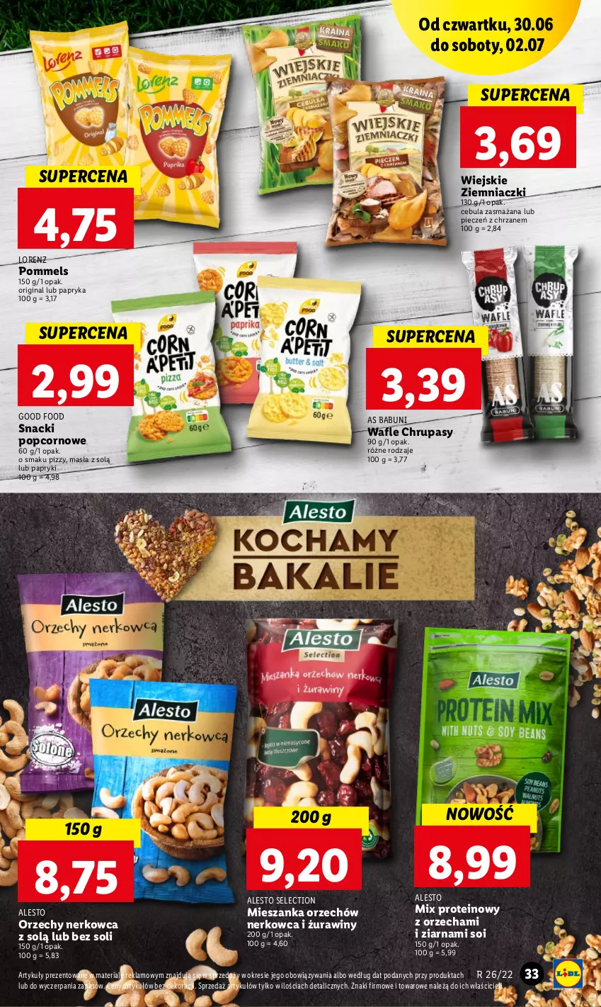 Gazetka promocyjna Lidl - GAZETKA - ważna 30.06 do 02.07.2022 - strona 33 - produkty: Babuni, Cebula, Chrzan, Gin, Lorenz, Papryka, Piec, Popcorn, Wafle