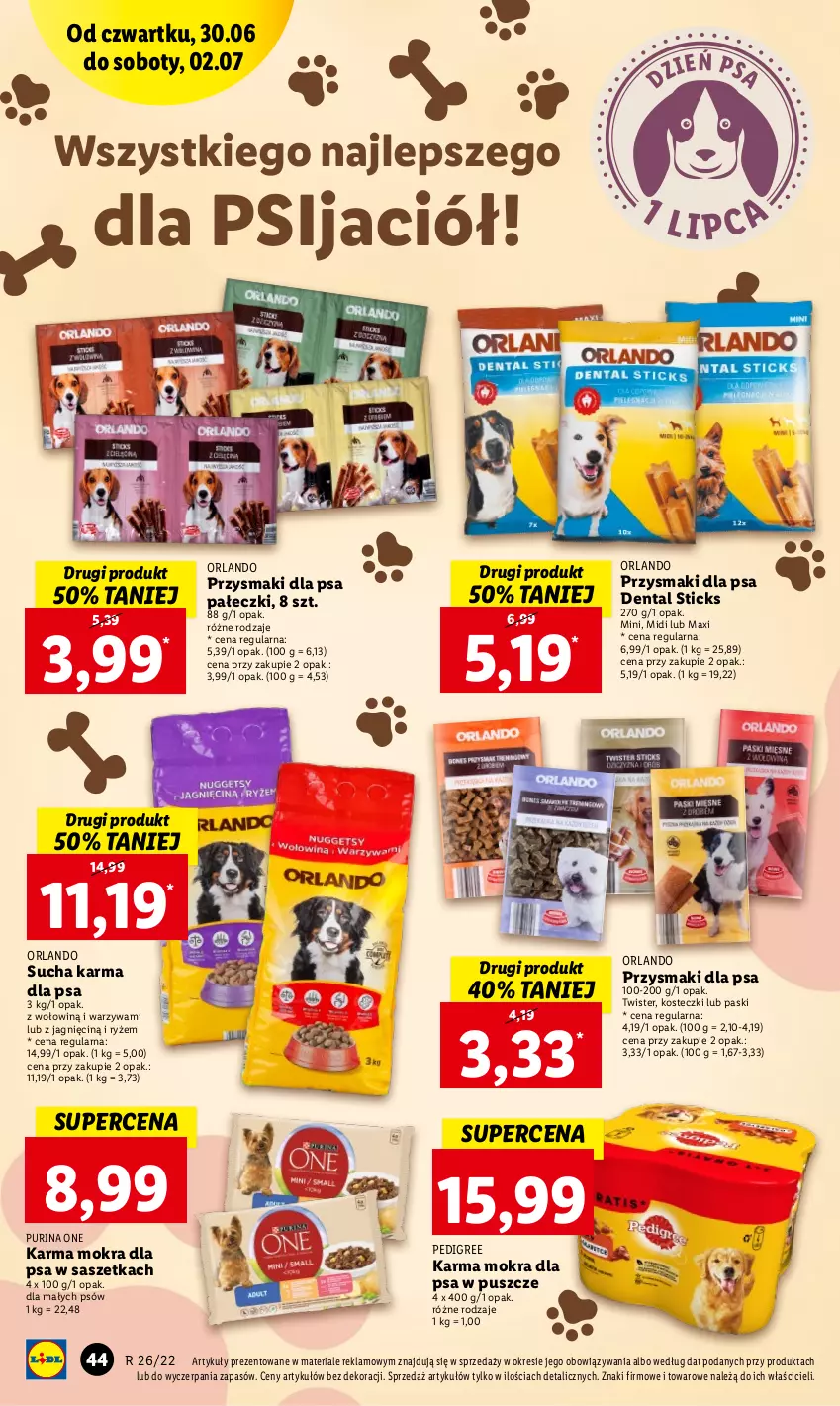 Gazetka promocyjna Lidl - GAZETKA - ważna 30.06 do 02.07.2022 - strona 44 - produkty: Pedigree, Przysmaki, Pur, Purina, Ryż, Sucha karma, Warzywa