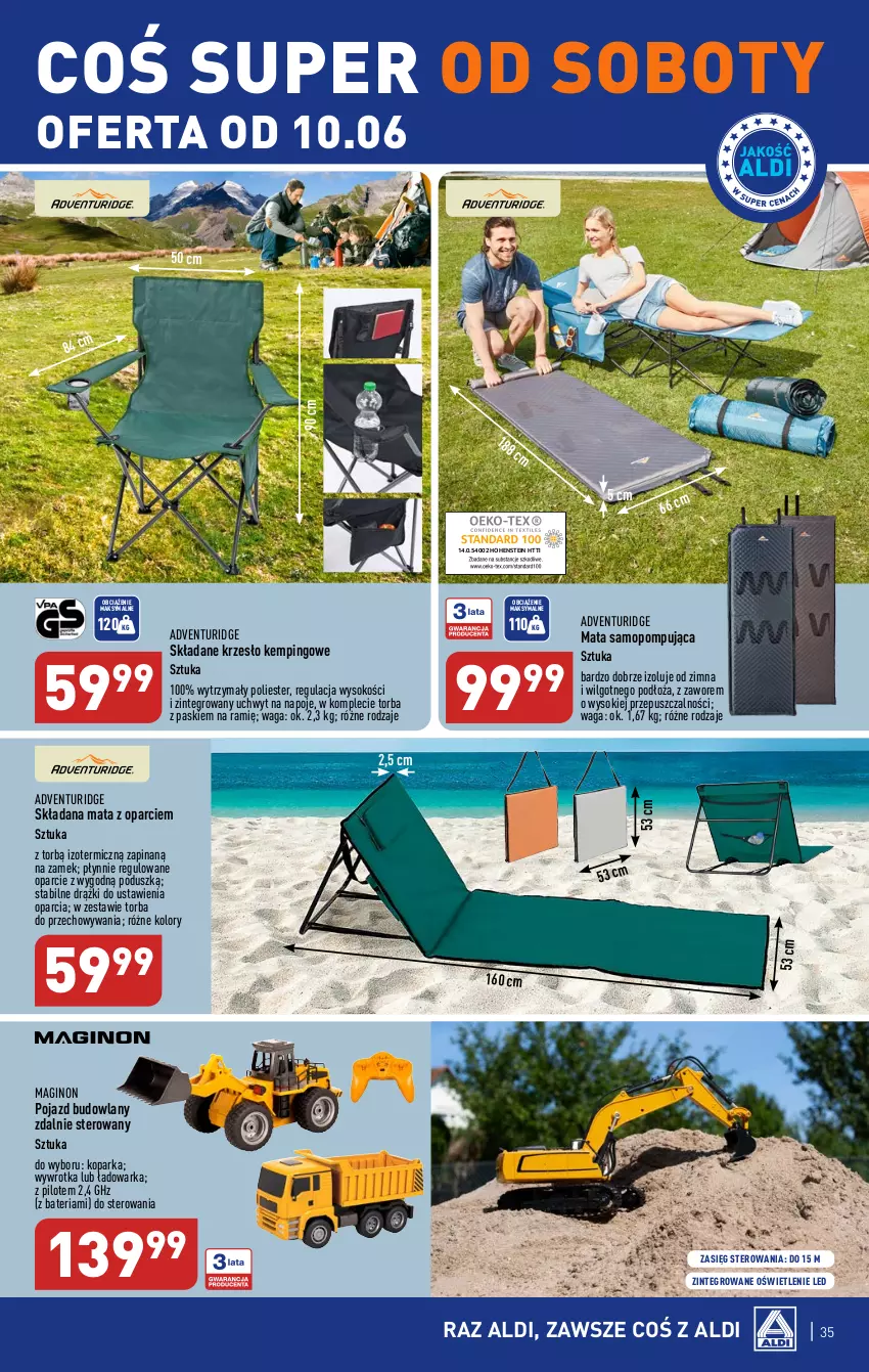 Gazetka promocyjna Aldi - Pełen katalog - ważna 05.06 do 10.06.2023 - strona 35 - produkty: Bateria, Gin, Krzesło, LG, Mop, Napoje, Parka, Pojazd, Sok, Torba, Waga, Warka, Wywrotka