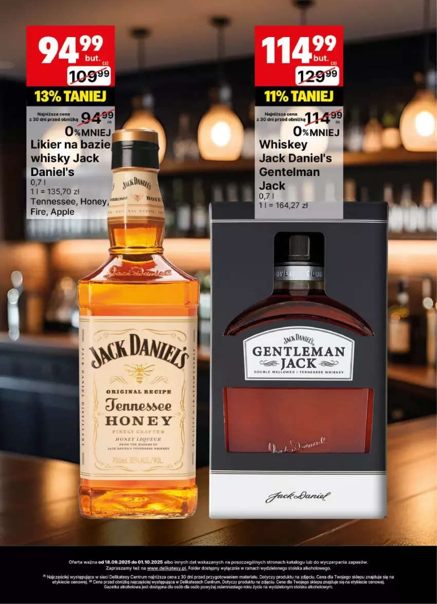 Gazetka promocyjna Delikatesy Centrum - Delibarek DC38-DC39 - ważna 18.09 do 01.10.2025 - strona 16 - produkty: Gin, Jack Daniel's, Likier, Rama, Rum, Whiskey, Whisky