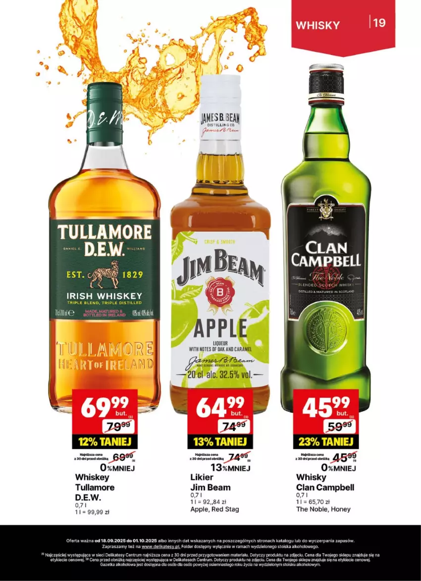 Gazetka promocyjna Delikatesy Centrum - Delibarek DC38-DC39 - ważna 18.09 do 01.10.2025 - strona 19 - produkty: Bell, Gra, Jim Beam, Likier, Rama, Rum, Whiskey, Whisky