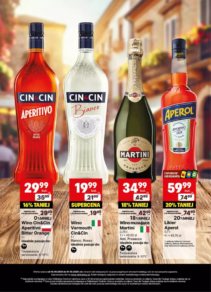 Gazetka promocyjna Delikatesy Centrum - Delibarek DC38-DC39 - ważna 18.09 do 01.10.2025 - strona 6 - produkty: Aperol, Dron, Gin, Likier, Martini, Mus, Prosecco, Rum, Ser, Vermouth, Wino
