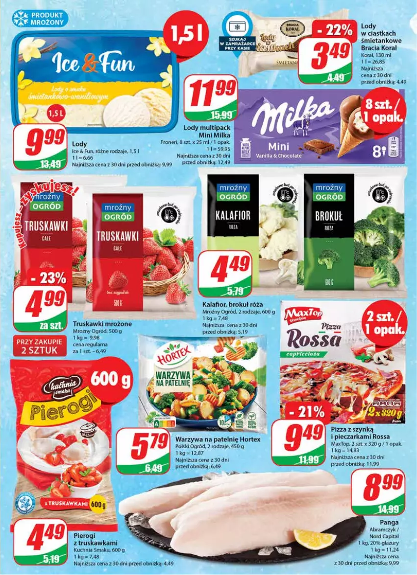 Gazetka promocyjna Dino - Gazetka 42 - ważna 18.10 do 24.10.2023 - strona 9 - produkty: Ciastka, Hortex, Kalafior, Kuchnia, Lazur, Lody, Milka, Ogród, Panga, Piec, Pieczarka, Pizza, Róża, Top, Truskawki, Warzywa