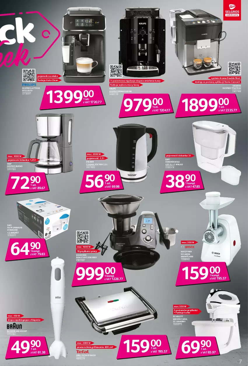 Gazetka promocyjna Selgros - Katalog Black Week - ważna 17.11 do 30.11.2022 - strona 7 - produkty: Blender, Czajnik, Dzbanek, Grill, Krups, Magnez, Maszynka, Mikser, Mikser z misą, Mleko, Pojemnik, Robot, Ser, Siemens, Szynka, Top, Zelmer