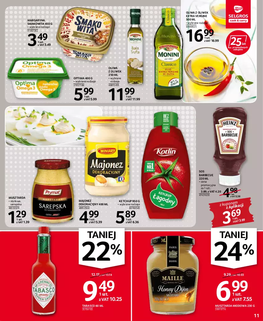 Gazetka promocyjna Selgros - Oferta spożywcza - ważna 19.04 do 04.05.2022 - strona 11 - produkty: Gin, Ketchup, Majonez, Margaryna, Mus, Musztarda, Oliwa z oliwek, Optima, Smakowita, Sos