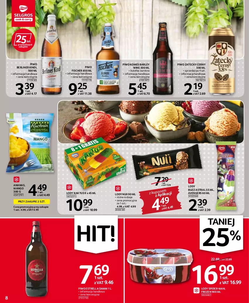 Gazetka promocyjna Selgros - Oferta spożywcza - ważna 19.04 do 04.05.2022 - strona 8 - produkty: Ananas, Avengers, Frozen, Kaktus, Lody, Mango, Piwo