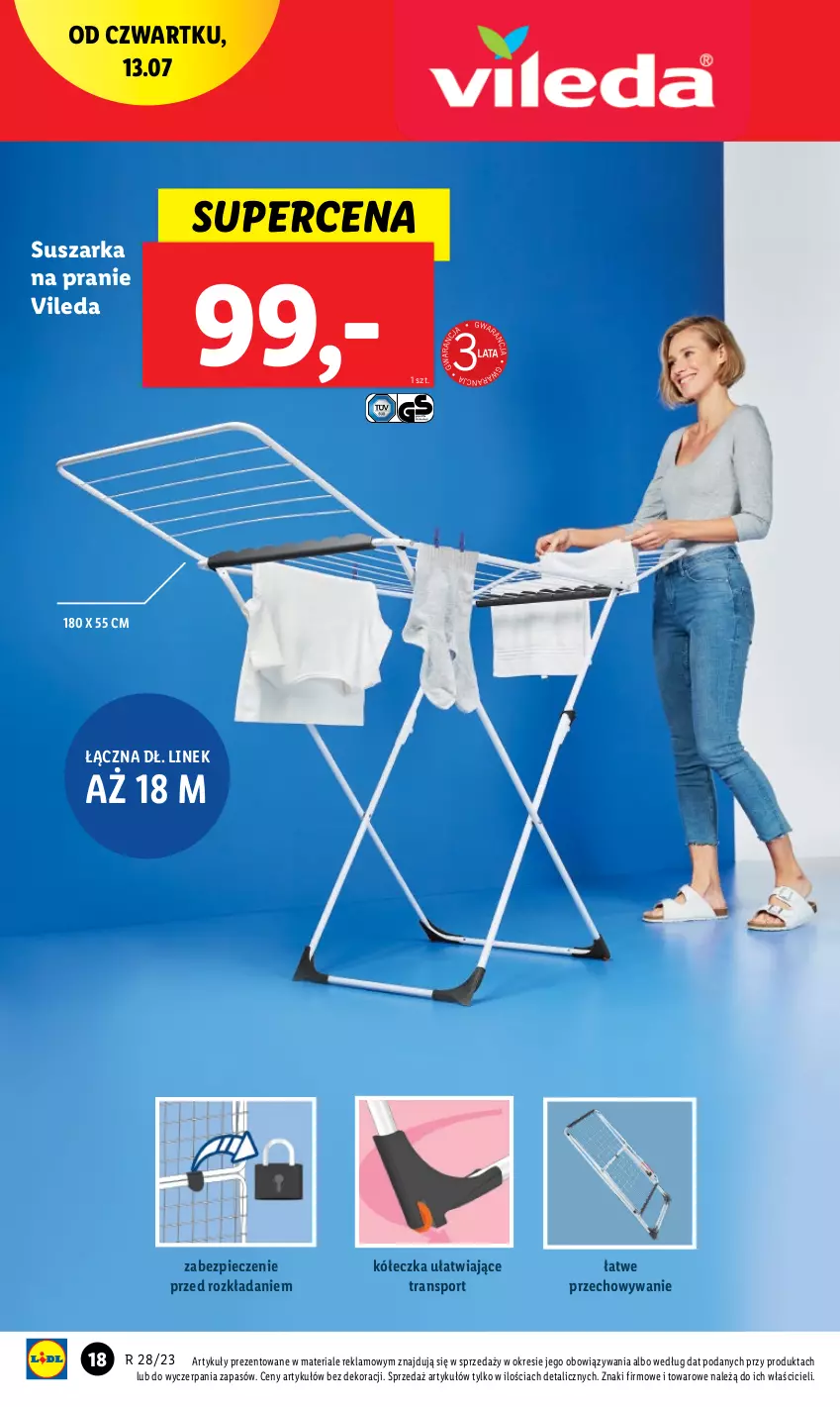 Gazetka promocyjna Lidl - GAZETKA - ważna 10.07 do 15.07.2023 - strona 18 - produkty: Piec, Por, Sport, Suszarka, Suszarka na pranie, Tran, Vileda