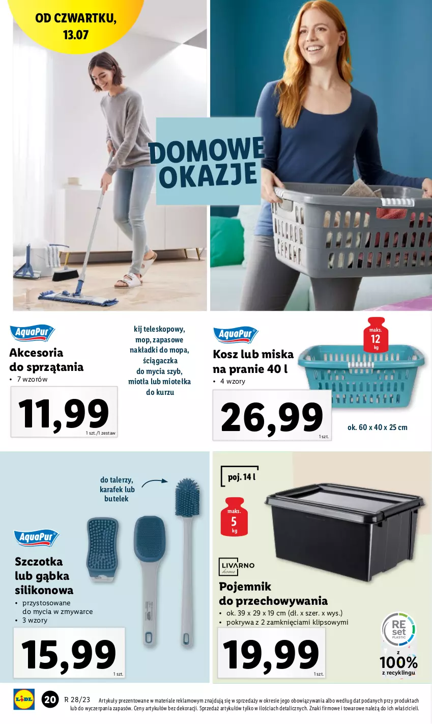 Gazetka promocyjna Lidl - GAZETKA - ważna 10.07 do 15.07.2023 - strona 20 - produkty: Kosz, Miotła, Miska, Mop, Pojemnik, Pojemnik do przechowywania, Pokrywa, Szczotka, Talerz, Teleskop