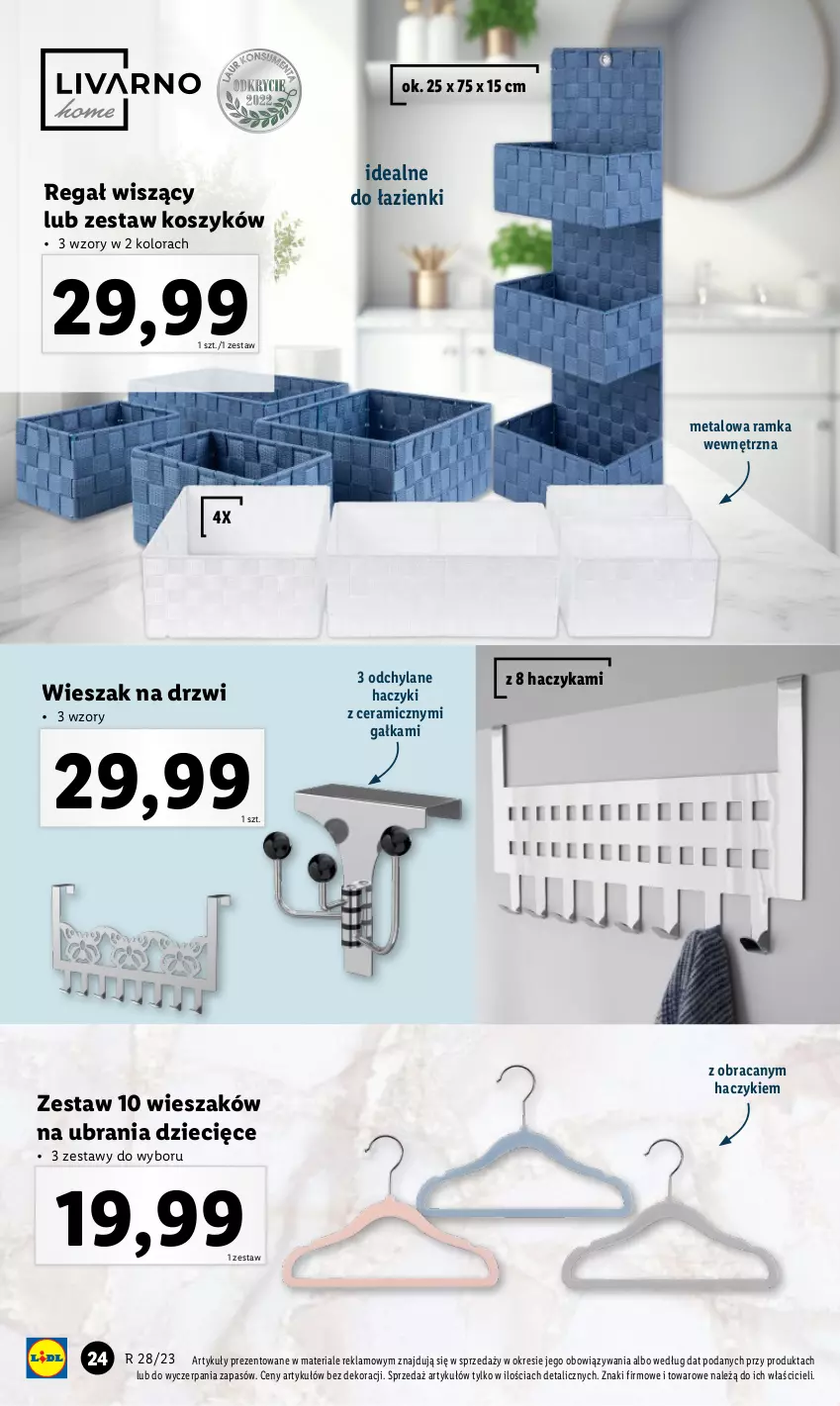 Gazetka promocyjna Lidl - GAZETKA - ważna 10.07 do 15.07.2023 - strona 24 - produkty: Drzwi, Dzieci, Gałka, Haczyk, Kosz, Ramka, Regał, Ubrania, Wieszak