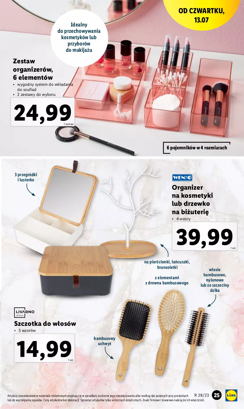 Gazetka promocyjna Lidl - GAZETKA - ważna 10.07 do 15.07.2023 - strona 25 - produkty: Makijaż, Organizer, Pojemnik, Szczotka, Szczotka do włosów