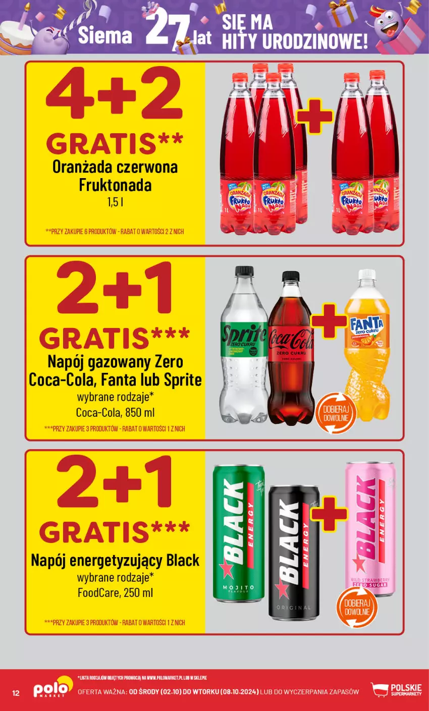 Gazetka promocyjna PoloMarket - Gazetka pomocyjna - ważna 02.10 do 08.10.2024 - strona 12 - produkty: Coca-Cola, Fa, Fanta, Lack, Napój, Napój gazowany, Oranżada, Sprite