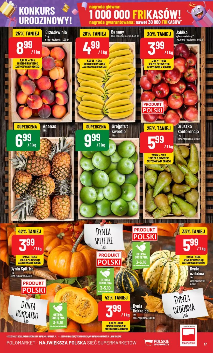 Gazetka promocyjna PoloMarket - Gazetka pomocyjna - ważna 02.10 do 08.10.2024 - strona 17 - produkty: Ananas, Banany, Brzoskwinie, Jabłka