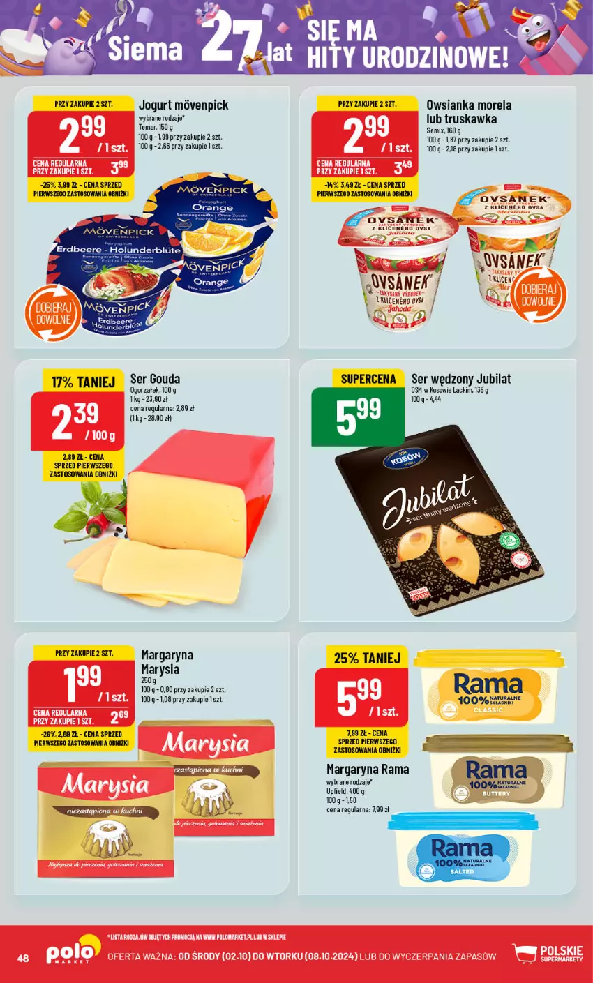 Gazetka promocyjna PoloMarket - Gazetka pomocyjna - ważna 02.10 do 08.10.2024 - strona 48 - produkty: Gouda, Jogurt, Lack, Margaryna, Morela, Owsianka, Rama, Ser