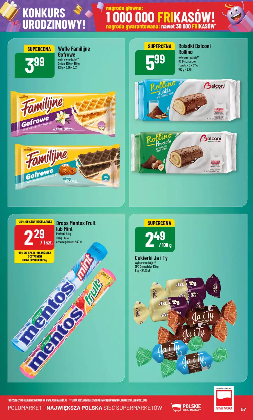 Gazetka promocyjna PoloMarket - Gazetka pomocyjna - ważna 02.10 do 08.10.2024 - strona 57 - produkty: Alcon, Cukier, Cukierki, Fa, Mentos, Wafle