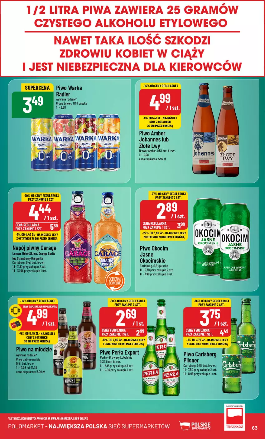 Gazetka promocyjna PoloMarket - Gazetka pomocyjna - ważna 02.10 do 08.10.2024 - strona 63 - produkty: Carlsberg, Gra, Kiwi, Koc, LG, Melon, Napój, Okocim, Perła, Piec, Piwa, Piwo, Por, Radler, Taca, Warka