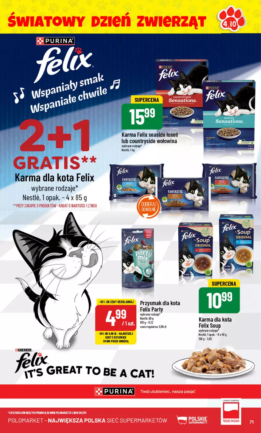 Gazetka promocyjna PoloMarket - Gazetka pomocyjna - ważna 02.10 do 08.10.2024 - strona 71 - produkty: Fa, Fanta, Felix, Przysmak dla kota, Pur, Purina, Sati, Wołowina