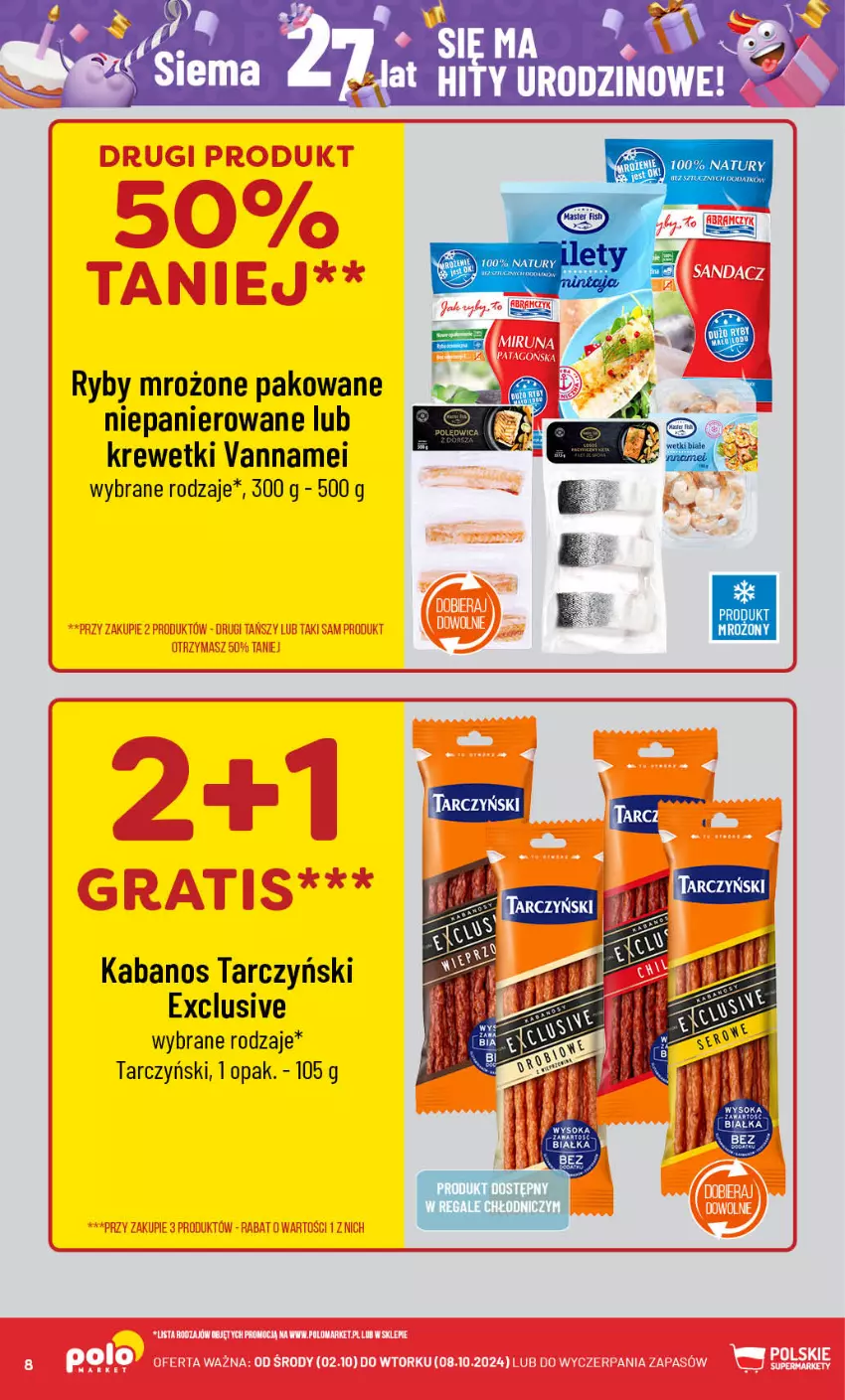 Gazetka promocyjna PoloMarket - Gazetka pomocyjna - ważna 02.10 do 08.10.2024 - strona 8 - produkty: Kabanos, Krewetki, Tarczyński