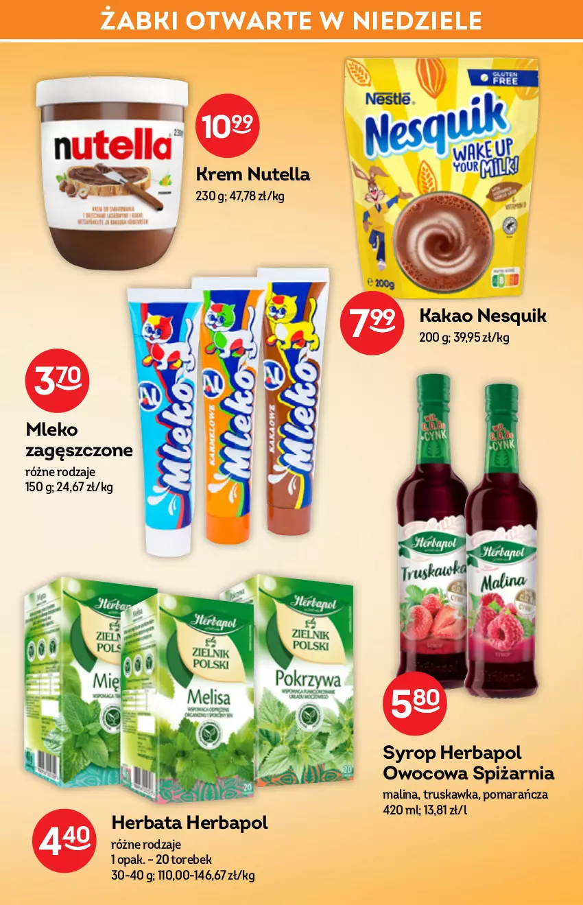 Gazetka promocyjna Żabka - ważna 09.02 do 15.02.2022 - strona 27 - produkty: Herbapol, Herbata, Kakao, Mleko, Mleko zagęszczone, Nesquik, Nutella, Syrop