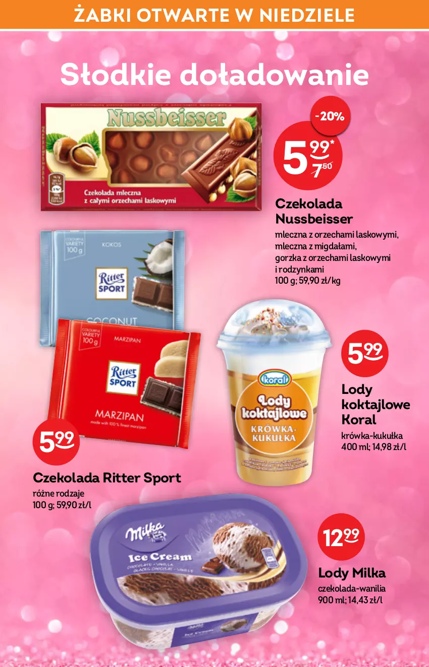 Gazetka promocyjna Żabka - ważna 09.02 do 15.02.2022 - strona 40 - produkty: Czekolada, Lody, Milka, Por, Ritter Sport, Ser, Sport