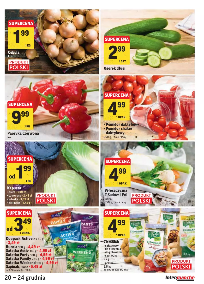 Gazetka promocyjna Intermarche - Boże narodzenie - ważna 20.12 do 24.12.2021 - strona 21 - produkty: Cebula, Fa, Ogórek, Papryka, Papryka czerwona, Piec, Sałat, Sałatka, Szpinak