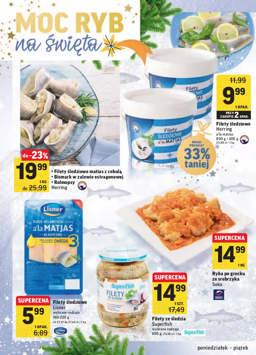 Gazetka promocyjna Intermarche - Boże narodzenie - ważna 20.12 do 24.12.2021 - strona 4 - produkty: Lisner, Mop, Ryba, Ryba po grecku, SEKO