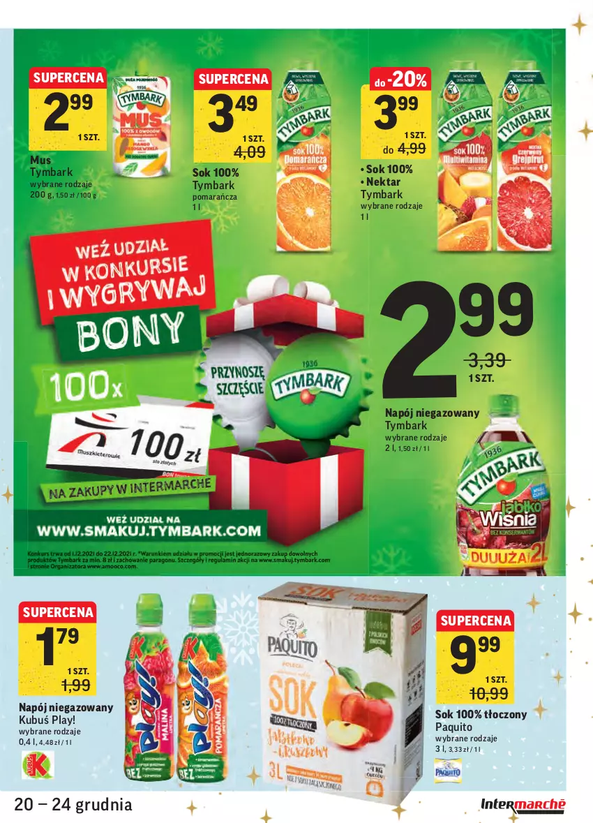 Gazetka promocyjna Intermarche - Boże narodzenie - ważna 20.12 do 24.12.2021 - strona 41 - produkty: Kubuś, Mus, Napój, Napój niegazowany, Nektar, Sok, Tymbark