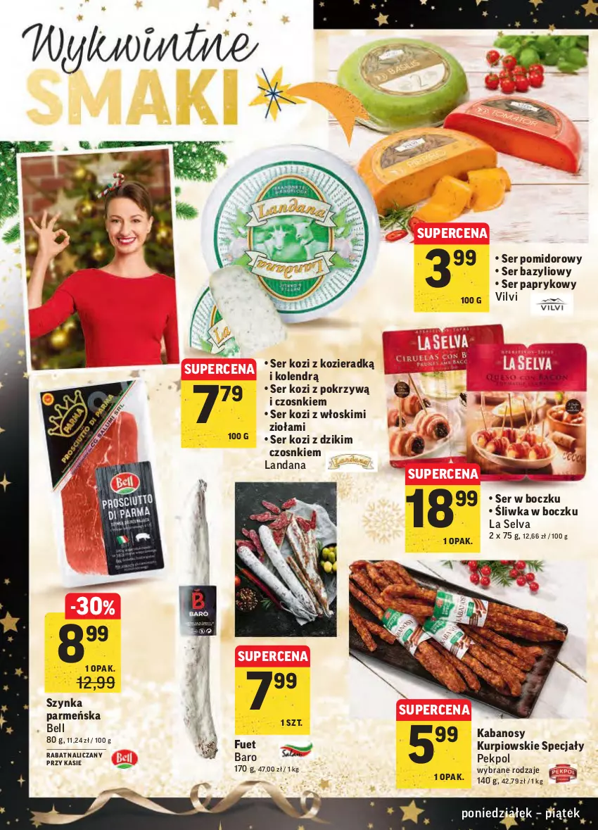 Gazetka promocyjna Intermarche - Boże narodzenie - ważna 20.12 do 24.12.2021 - strona 8 - produkty: Bazyl, Bell, Kabanos, Pekpol, Ser, Ser kozi, Szynka