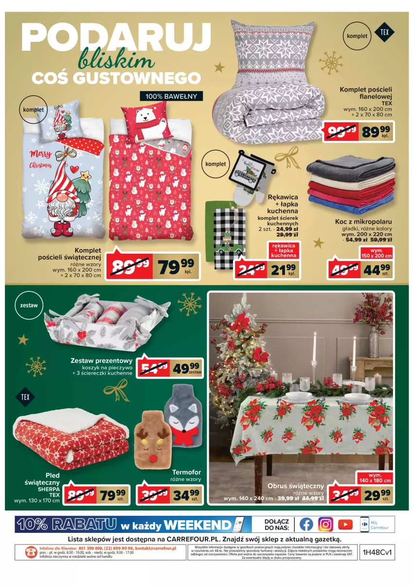 Gazetka promocyjna Carrefour - Gazetka Przytulnych swiąt - ważna 29.11 do 11.12.2022 - strona 6 - produkty: Koc, Komplet pościeli, Kosz, O nas, Piec, Pieczywo, Pościel, Zestaw prezentowy