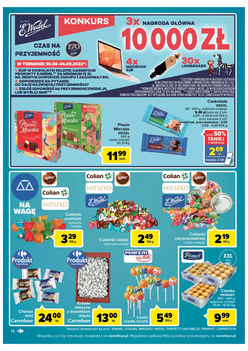 Gazetka promocyjna Carrefour - Gazetka Carrefour - ważna 30.08 do 10.09.2022 - strona 14 - produkty: Cukier, Czekolada, Fa, Kosz, Mleczko