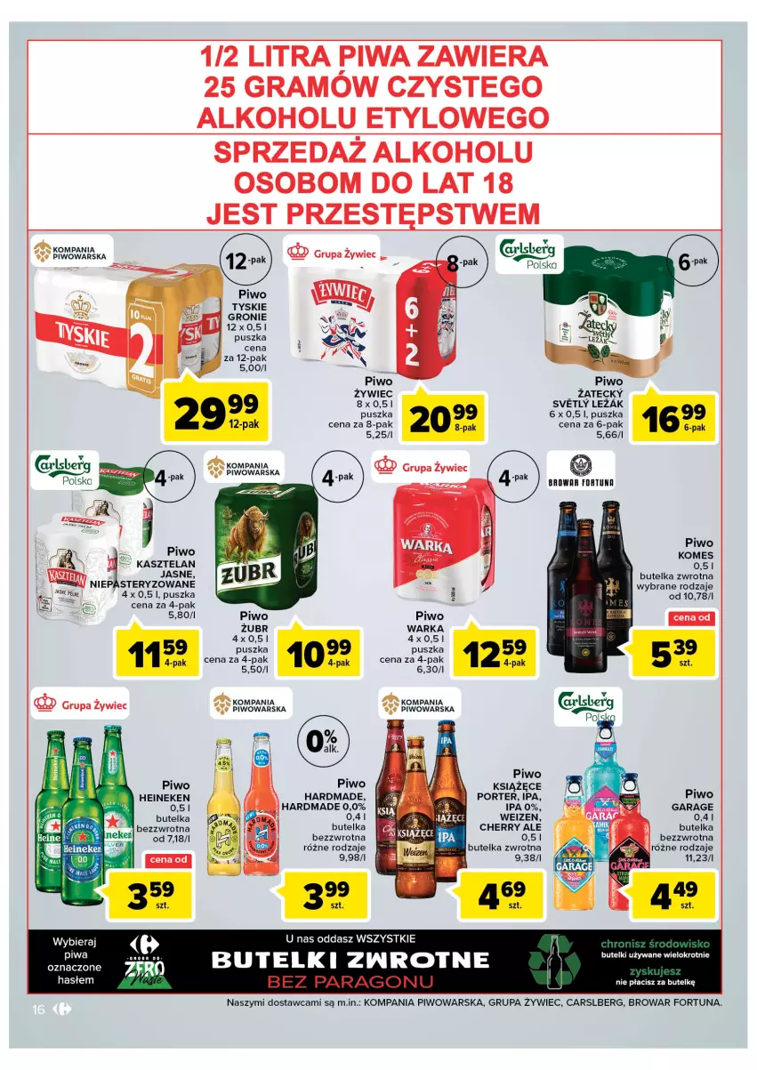 Gazetka promocyjna Carrefour - Gazetka Carrefour - ważna 30.08 do 10.09.2022 - strona 16 - produkty: Cars, Fortuna, Gra, Heineken, Kasztelan, Książęce, Piwa, Piwo, Por, Tyskie, Warka