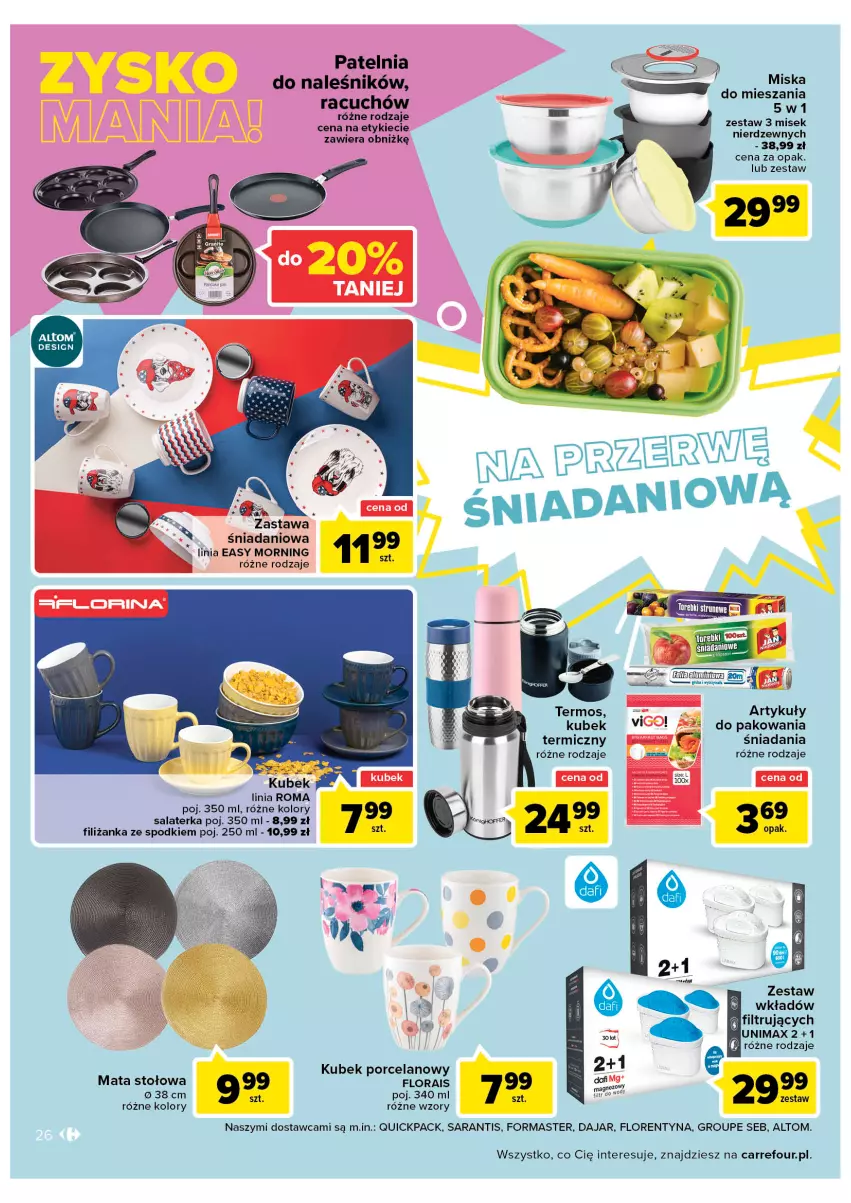 Gazetka promocyjna Carrefour - Gazetka Carrefour - ważna 30.08 do 10.09.2022 - strona 26 - produkty: Danio, Filiżanka, Flora, Kubek, Magnez, Patelnia, Por, Salaterka, Termos