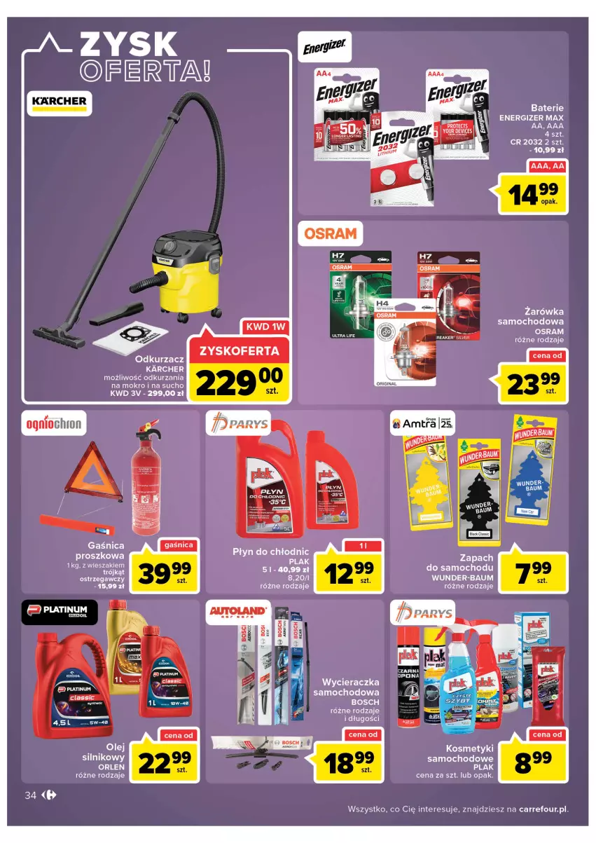 Gazetka promocyjna Carrefour - Gazetka Carrefour - ważna 30.08 do 10.09.2022 - strona 34 - produkty: Bosch, Energizer, Gaśnica, LG, Odkurzacz, Olej, Olej silnikowy, Płyn do chłodnic, Trójkąt ostrzegawczy, Wieszak